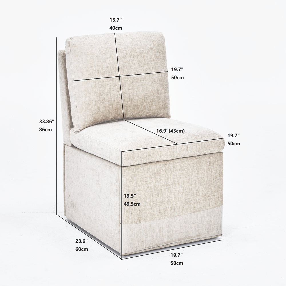 39F Inc. - Wholesale Chair - Set of 2 Linen Upholstered Storage Dining Chairs with Caster3