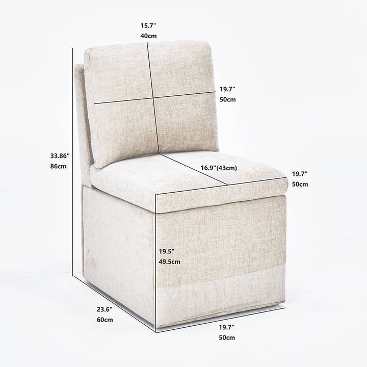 39F Inc. - Wholesale Chair - Set of 2 Linen Upholstered Storage Dining Chairs with Caster3