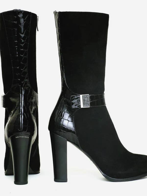 DIAMANTE BLACK SUEDE BOOT for wholesale by NOTTEVERA