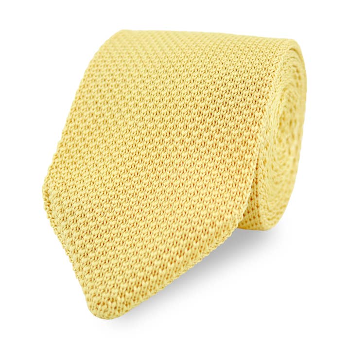 Men's Diamond End Knitted Tie - Pastel Yellow for wholesale by THE GENTS LAB