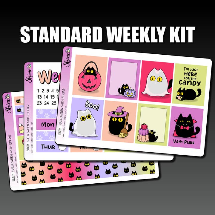 Halloween with Edgar - Standard Weekly Sticker Kit for wholesale by Shine Sticker Studio