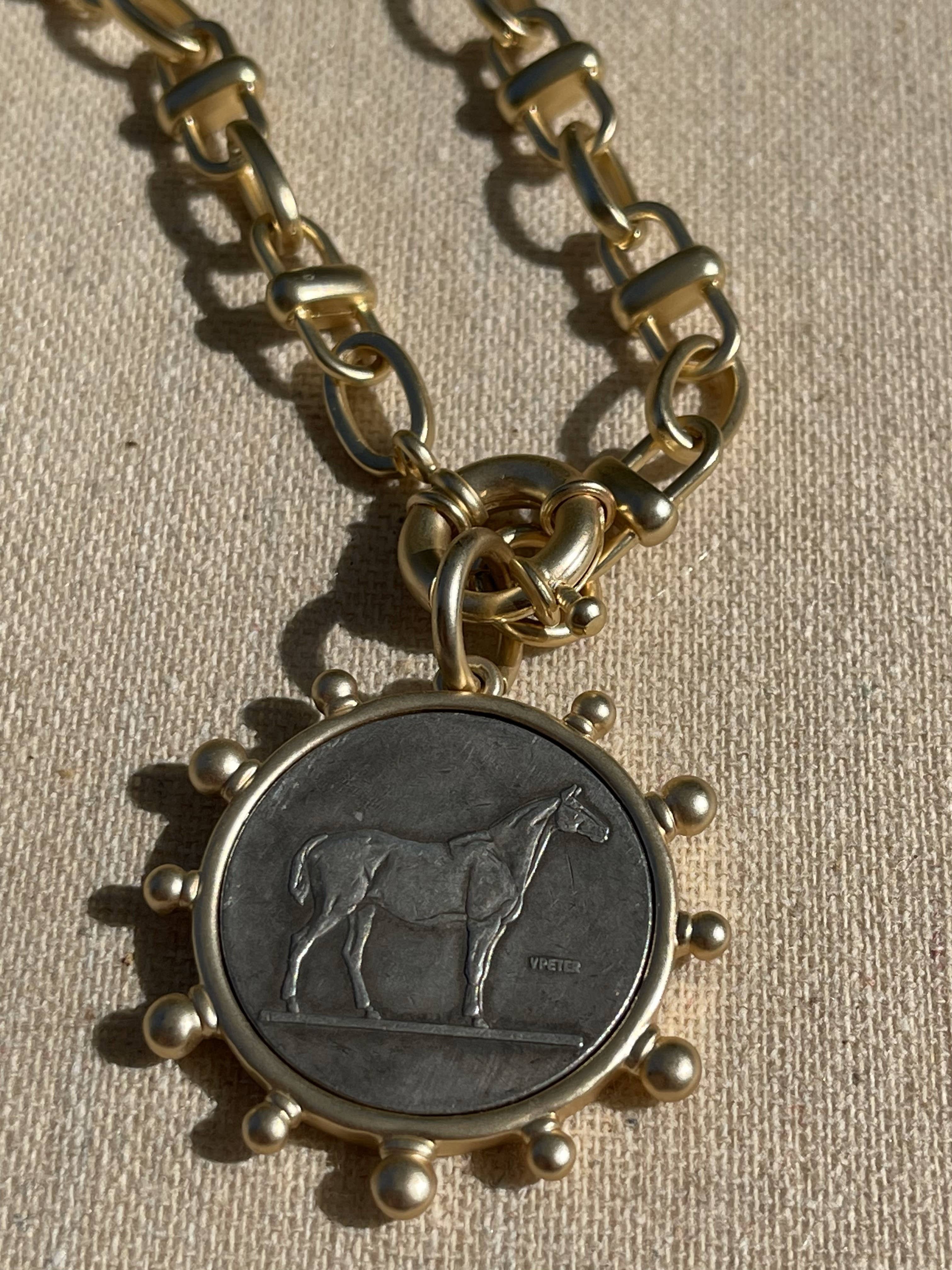 Loulu Designs - Wholesale Pendant/Charm Necklace - McKinney Horse Medallion Necklace 1