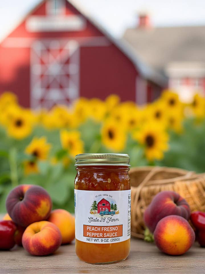 Peach Fresno Pepper Sauce - 9 oz for wholesale by State 28 Farm