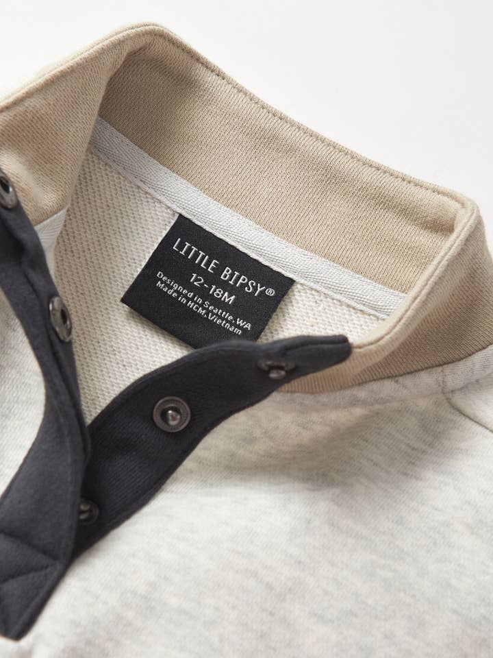 Little Bipsy - Wholesale Sweatshirt - Kids - Colorblock Mockneck Pullover - Stone Grey9