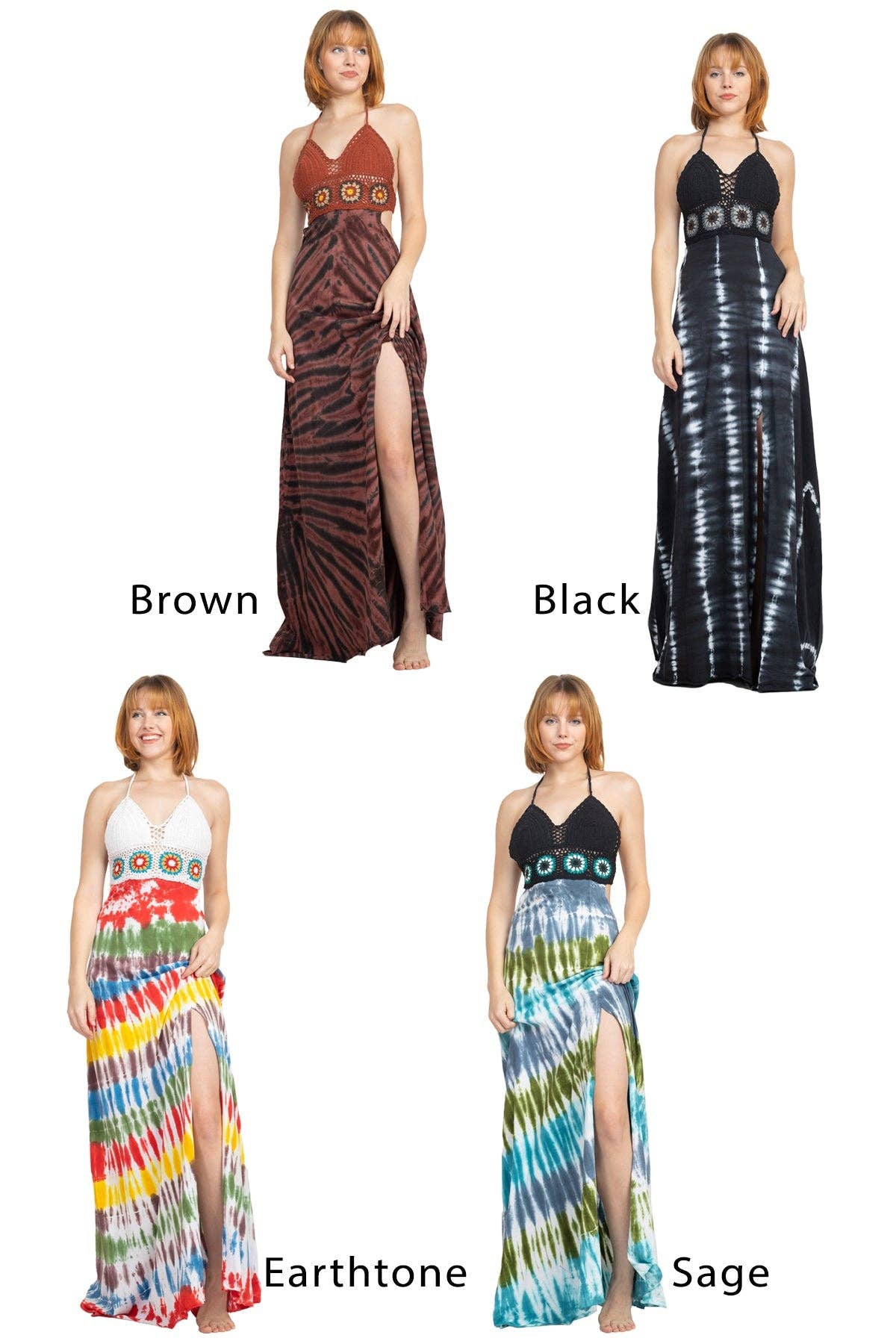 Lakhays Collection Inc. - Vendita all'ingrosso Vestito - Donna - Maxi abito tiedye all'uncinetto12
