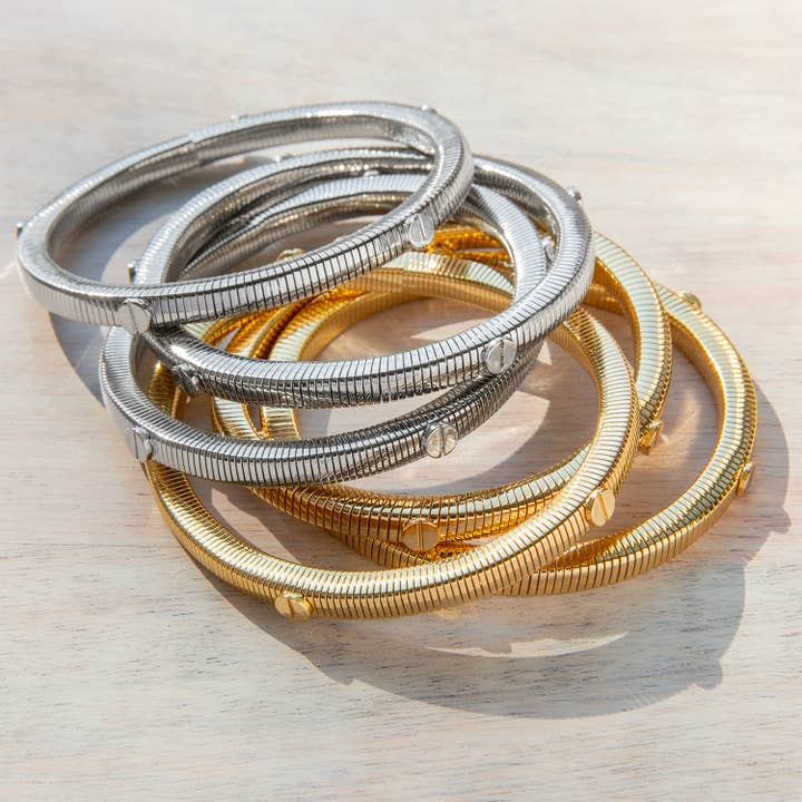 Marlyn Schiff - Wholesale Jewelry Set - nailhead cobra stretch bracelet set4