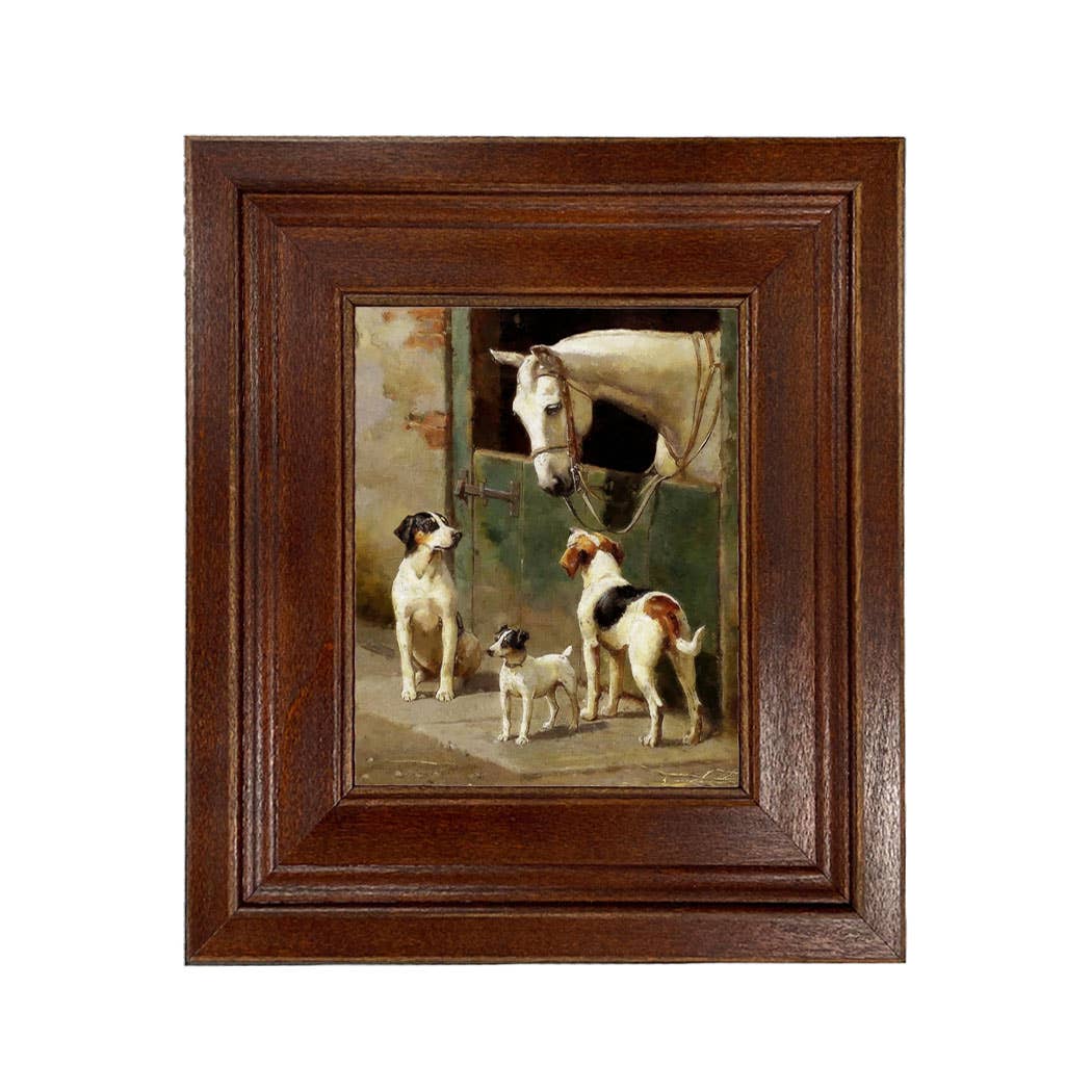 Madison Bay Co. - Historical Home Decor Reproductions - Wholesale Art Print - Dog and Horse at Stable Vintage Painting Print on Canvas36