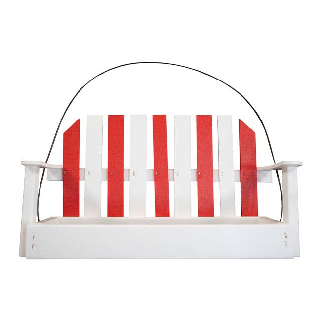 BestNest Inc - Wholesale Bird Feeder - Amish Made Recycled Plastic Swing Seed Feeder, Red & White1