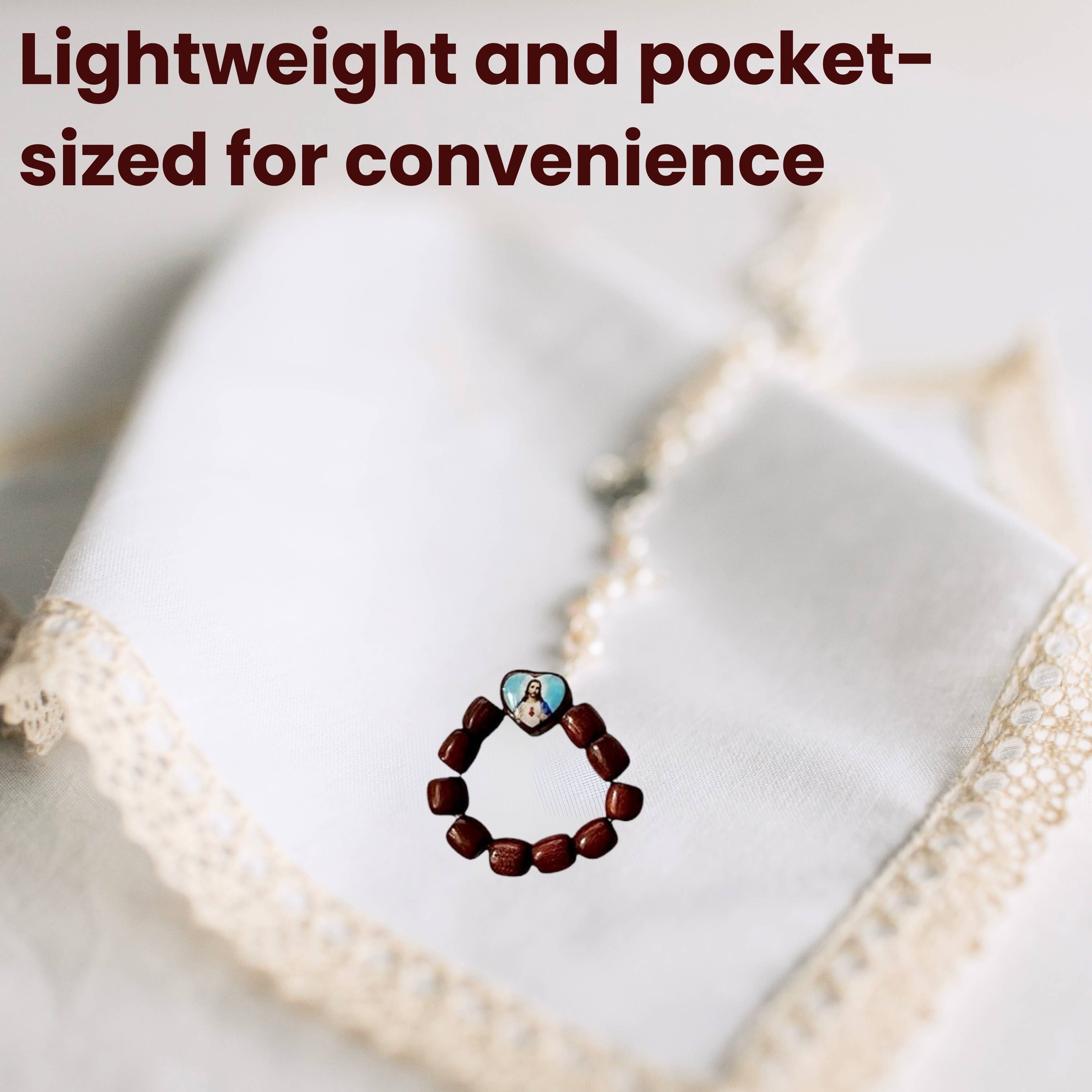 Catholica Shop - Wholesale Band/Stacked Ring - Wood Rosary Rings - Sacred Heart1