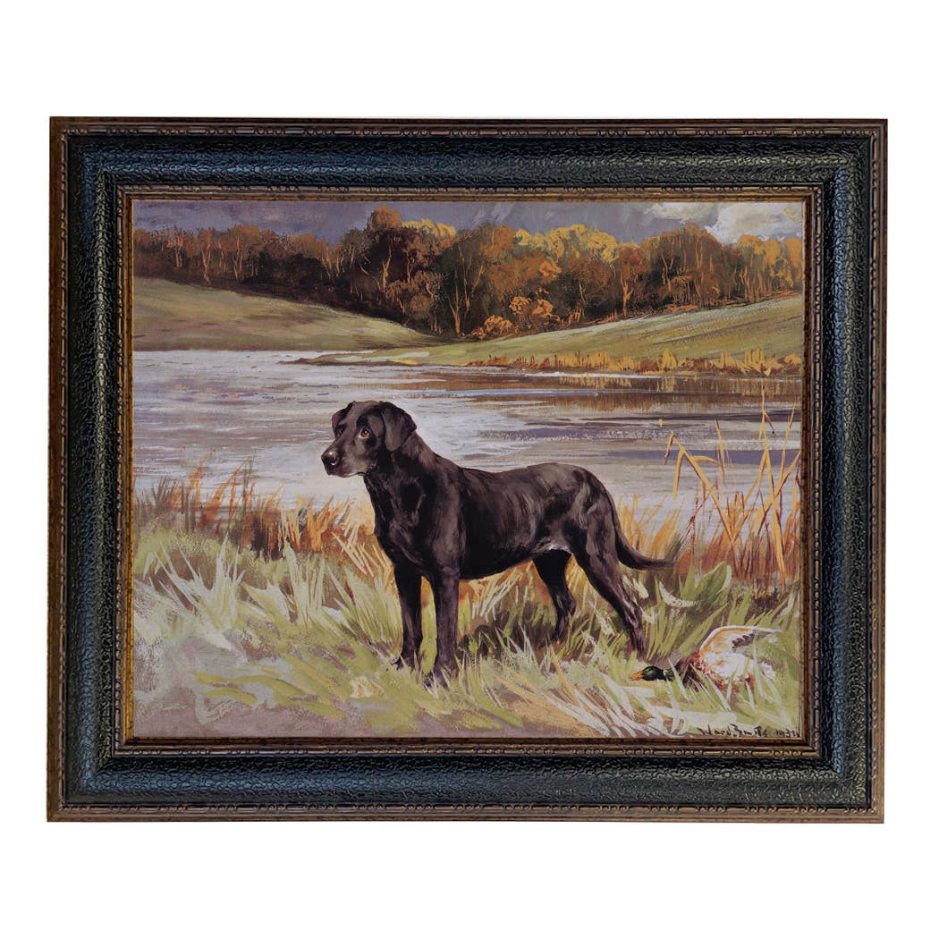 Madison Bay Co. - Historical Home Decor Reproductions - Wholesale Art Print - Labrador Retriever with Duck Framed Painting Print on Canvas77