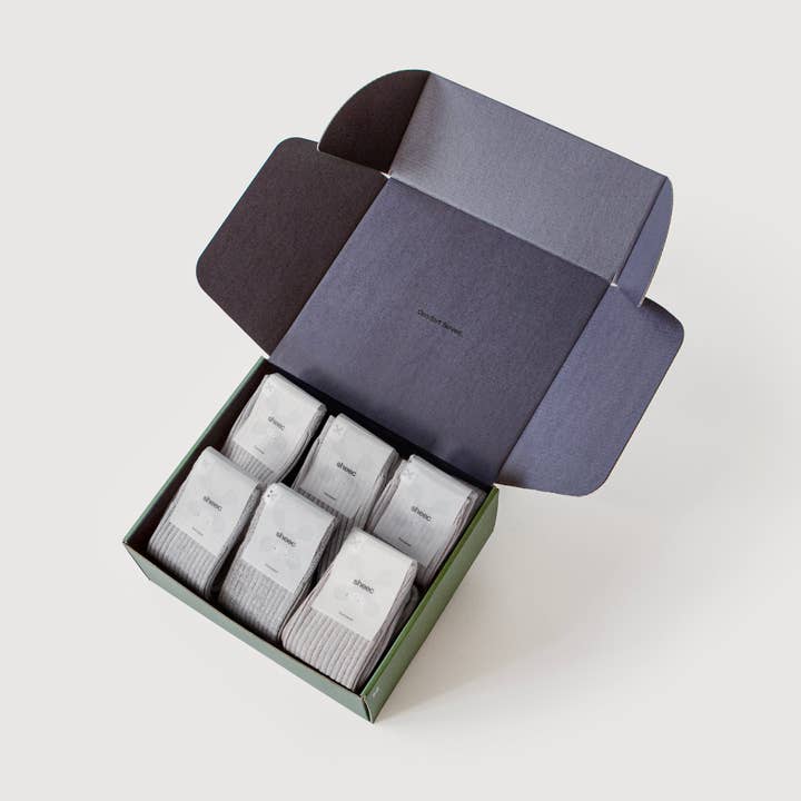 Everywear Raffinerade Ribbstickade Strumpor | GRÅ Tvåfärgad 6-pack Presentförpackning för wholesale av sheec socks