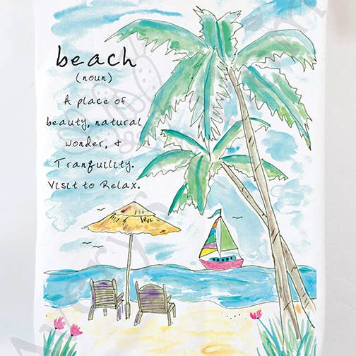 Beach Definition Tea Towel for wholesale by Avery's Home