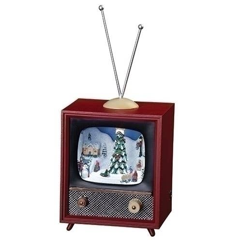 Roman - Wholesale Christmas Decoration - Lighted Musical Red TV with Rotating Sled; Tree in Center0