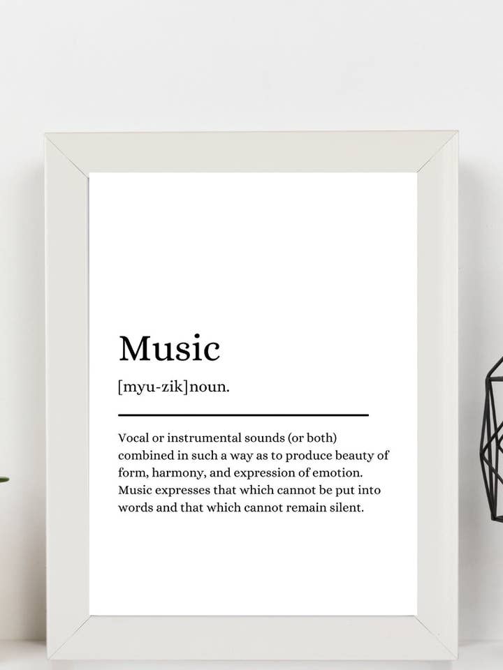 Second Ave Cadre blanc A5 avec définition de la musique, citation, art mural, cadeau d'anniversaire, décoration d'intérieur pour la vente par Second Ave Gift Company