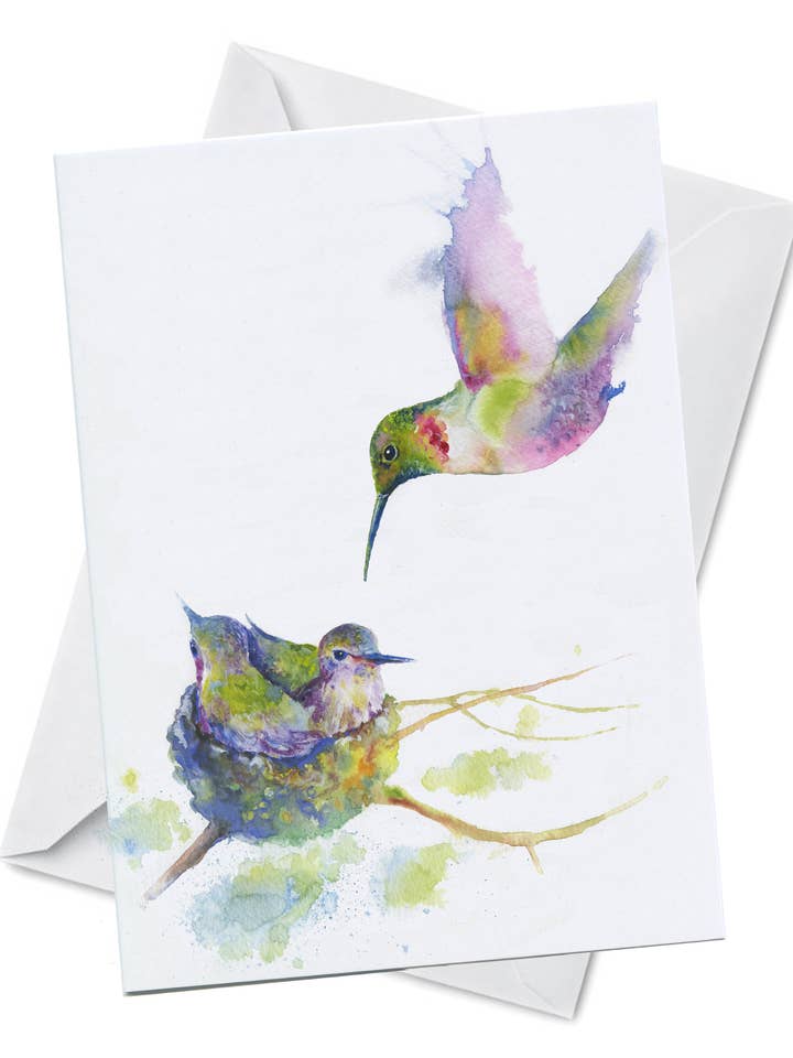 Cartão de Felicitações - Beija-flor - Pássaro Colorido em Aguarela por atacado de Oladesign