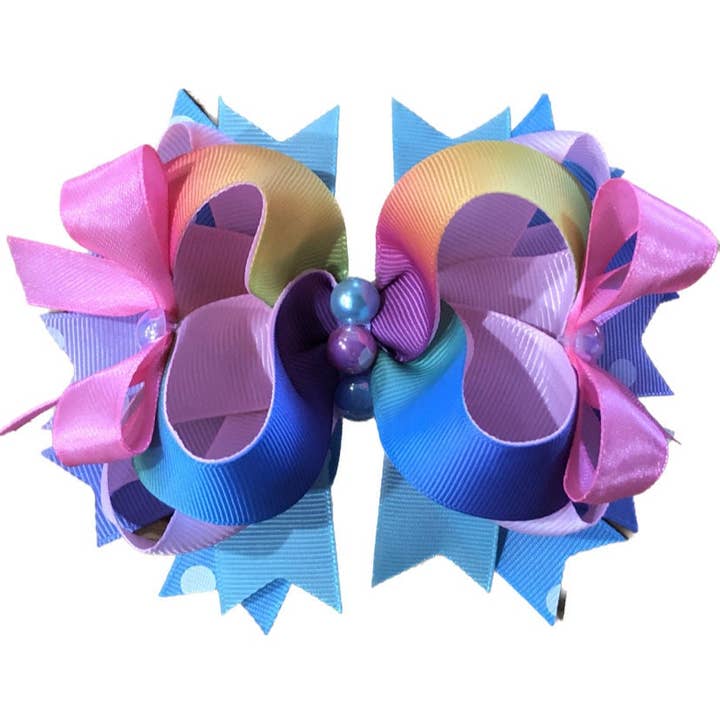 Rainbow Neon Ombre OTT Hair Bow for Girls for wholesale by Annabelles Designs
