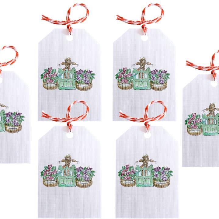 Conjunto de 6 etiquetas para presente Cachorros Encaracolados, Hortênsia, Etiquetas Florais por atacado de The Quaint and Quirky