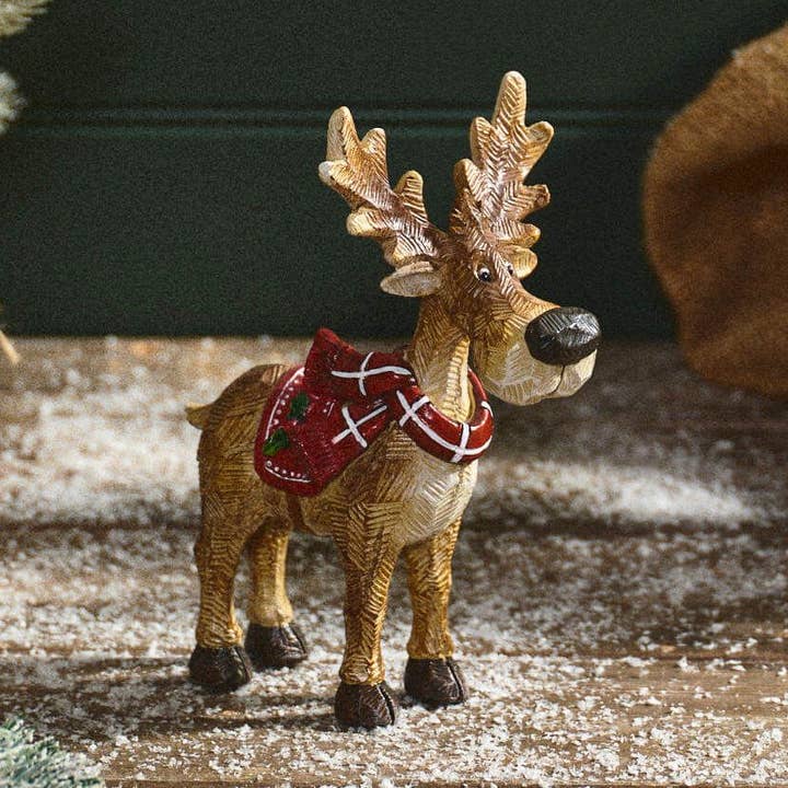 Frostad skogsnyhet hartsren med halsduk liten prydnad för wholesale av Langs