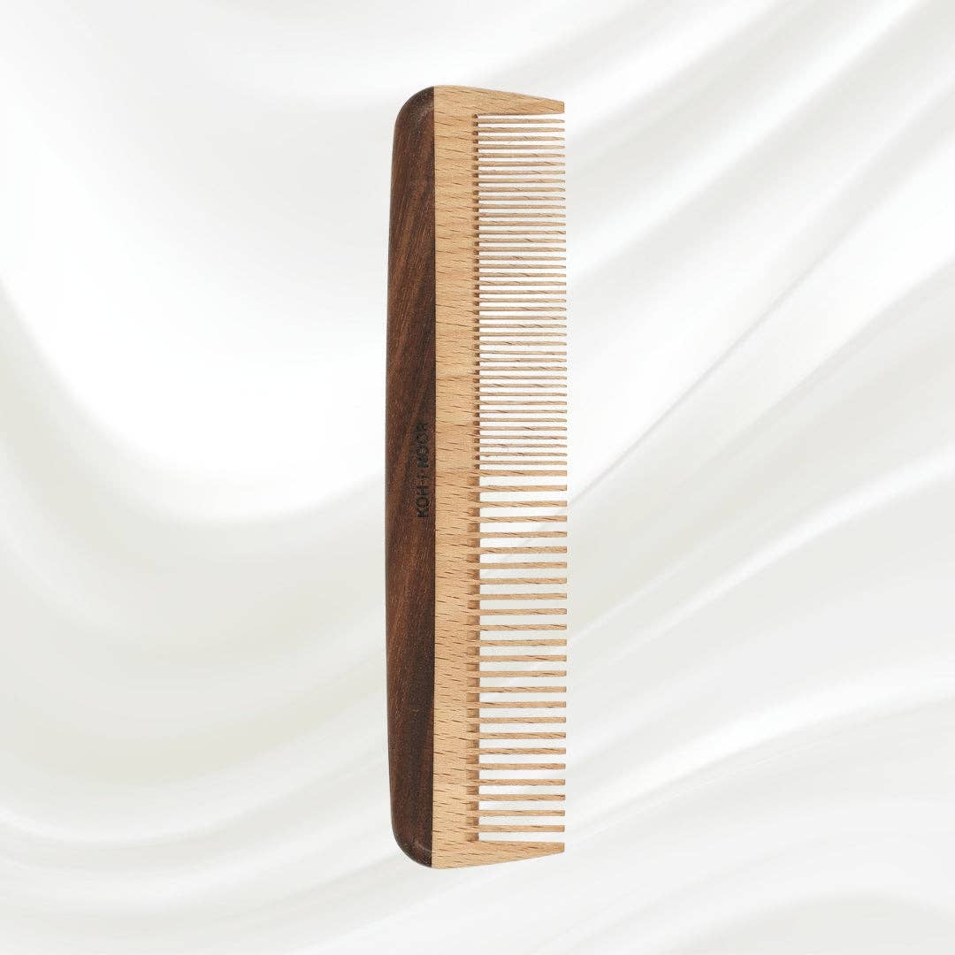 Koh-I-Noor - Wholesale Haarborstel/kam - Legno Beuken en Kotibe Hout Brede en Dichte Tanden Kam1