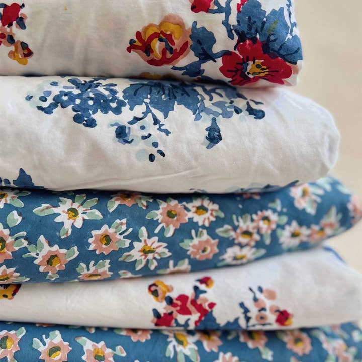 Bliss and Mischief - Wholesale Fitted Sheet - Fitted Sheet in Blossom Market Blue2