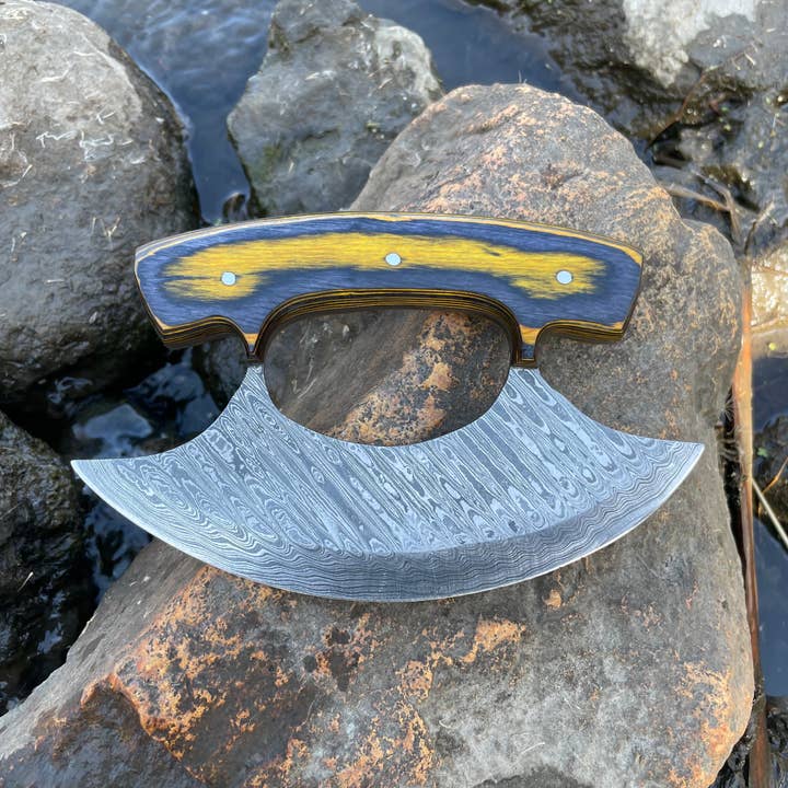 Titan International - Wholesale Kitchen/Utility Knife - DAMASCUS STEEL ALASKAN ULU KNIFE TK-035