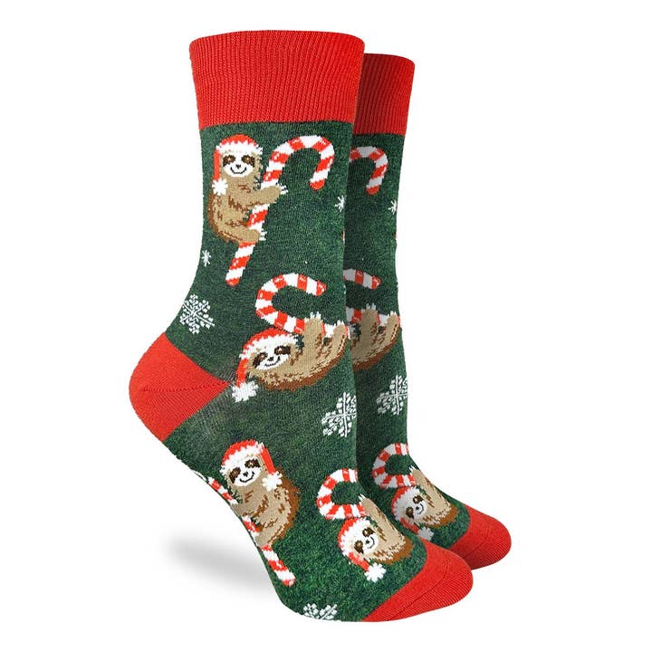 Women's Candy Cane Sloths Socks for wholesale by Good Luck Sock