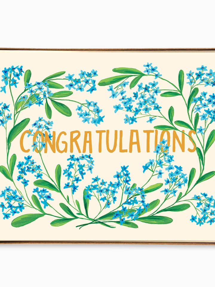 Congratulations Blue Flowers Box of 8 for wholesale by The Paperhood