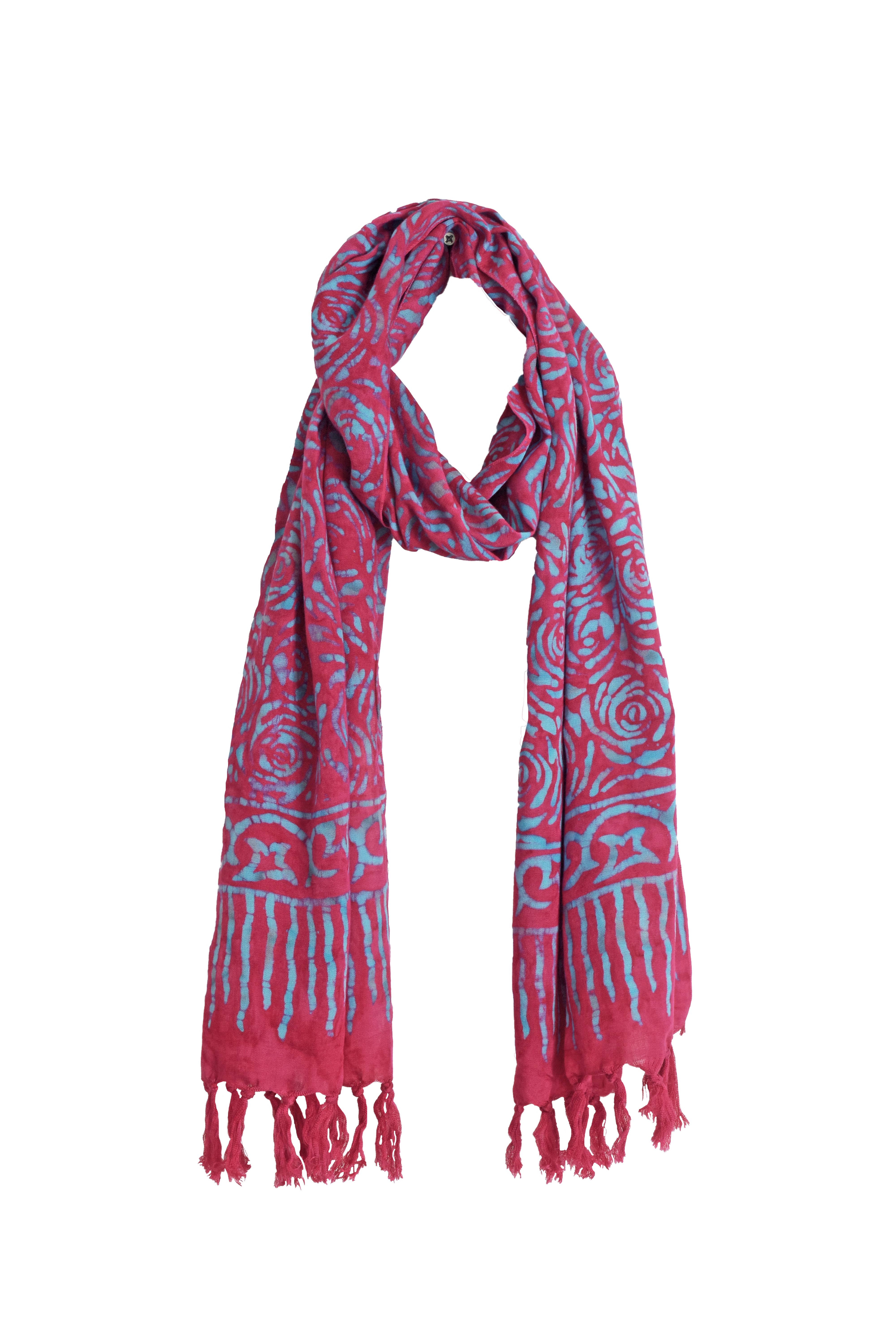 Nusantara Inc. - Wholesale Scarf - Women's - Rayon Batik Scarf - 98781 A-C (Knotted  Fringe)21