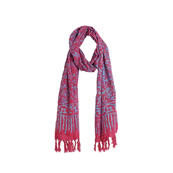 Nusantara Inc. - Wholesale Scarf - Women's - Rayon Batik Scarf - 98781 A-C (Knotted Fringe)21