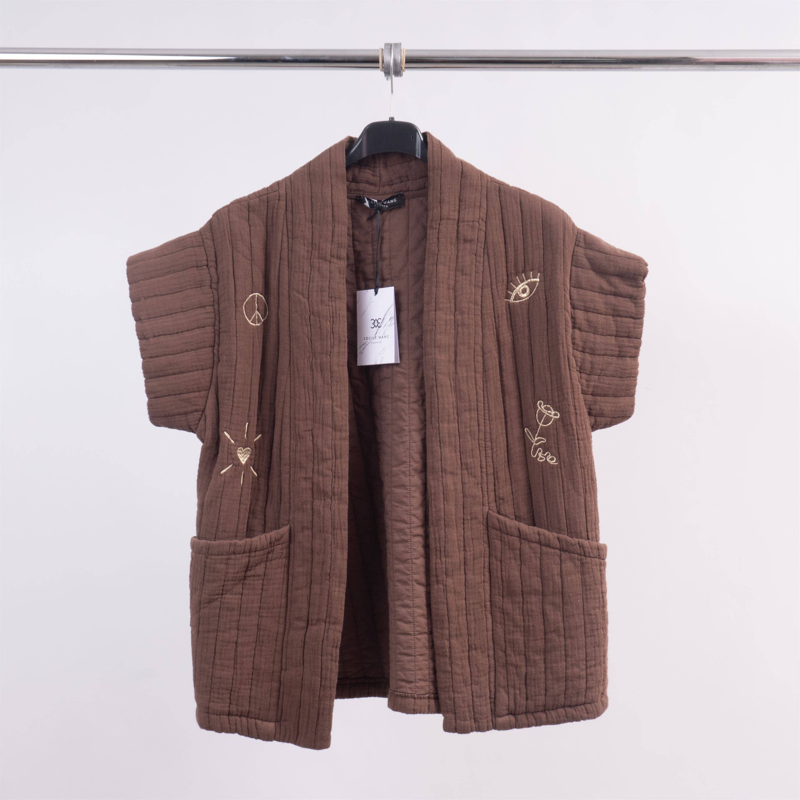 Cecile Wang – Großhandel Jacke – Damen – Gesteppte Kurzarmjacke mit Stickerei DT91895