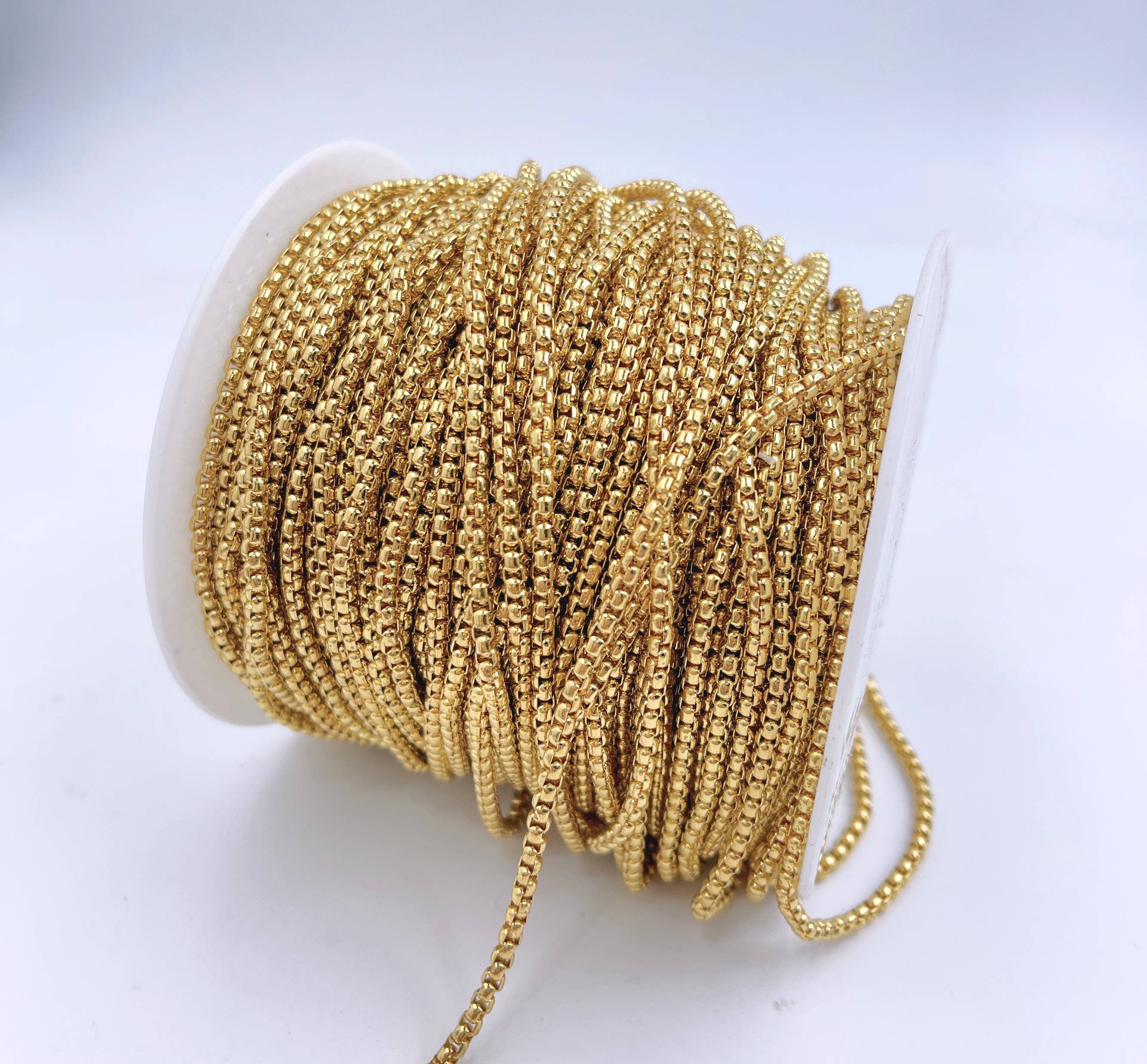 Beads Creation - Wholesale Link & Chain Necklace - Square Box Link Chain by Foot, Unfinished Box Chain, CH2573