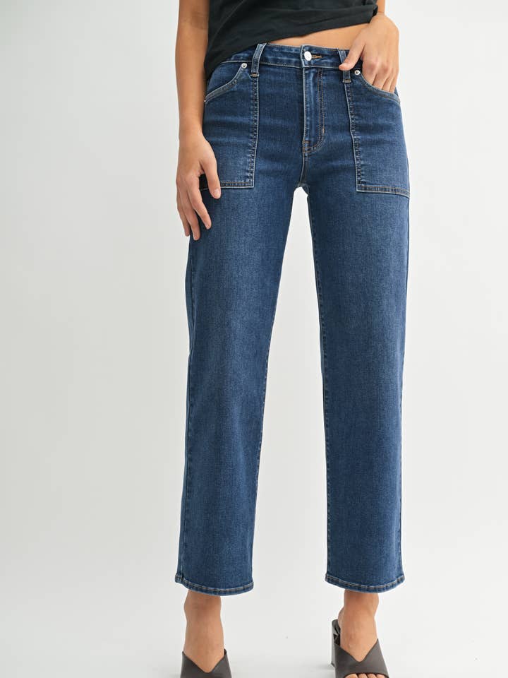 Just USA Jeans - Wholesale Jeans - Women's - JP389 - DK - Utility Pocket Relaxed Jean
