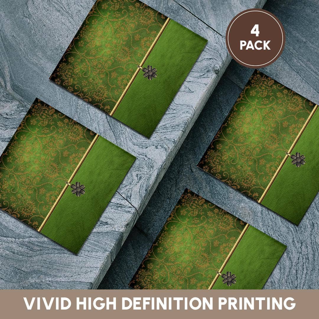 3dRose - Wholesale Coasters - 3dRose, Image of Elegant Damask and Flower Jewel Design Green and Gold, Coaster5