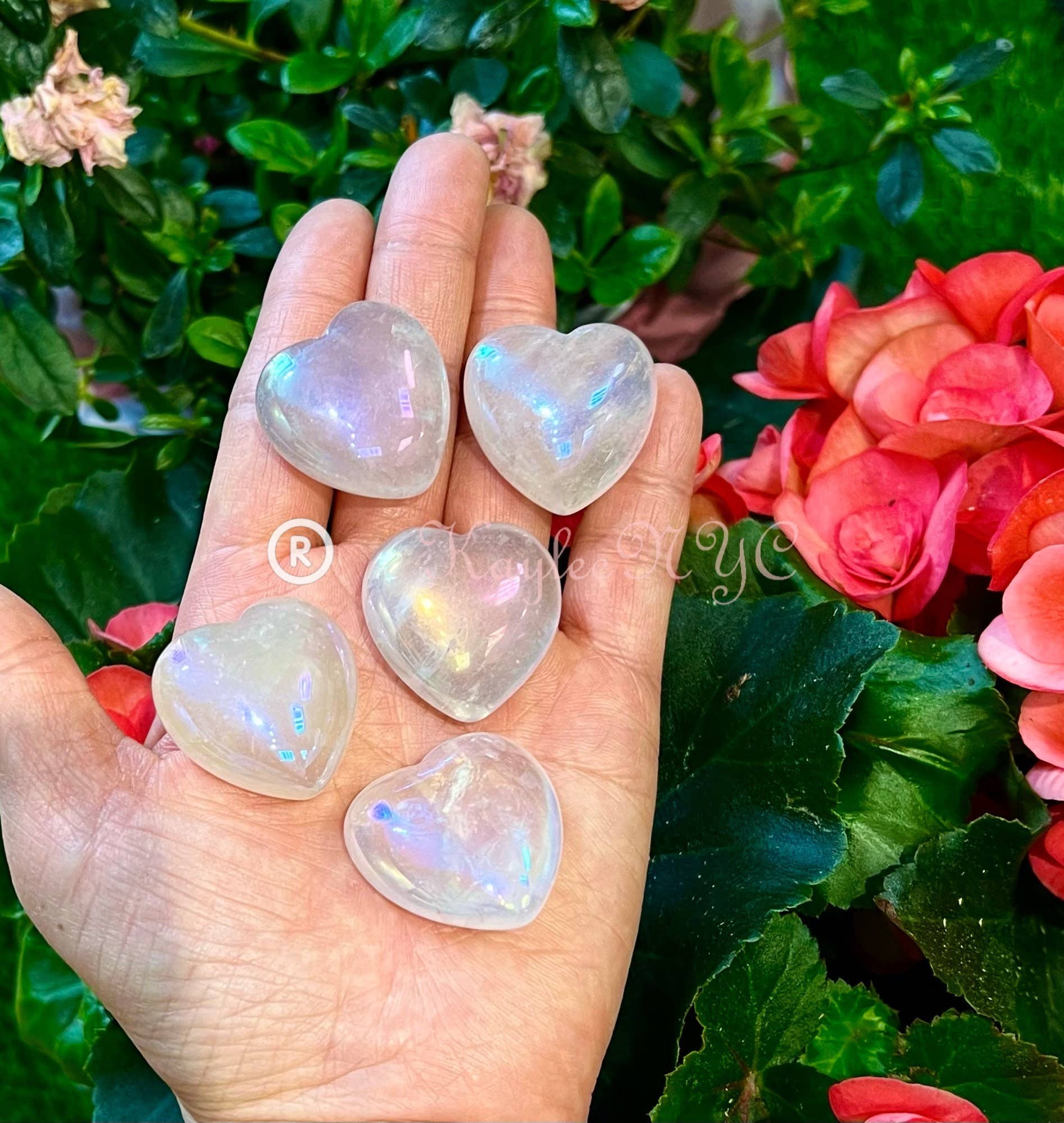KayleeNYC - Wholesale Spiritual Stone/Crystal - 3cm Angel Aura Rose Quartz Heart Crysta3