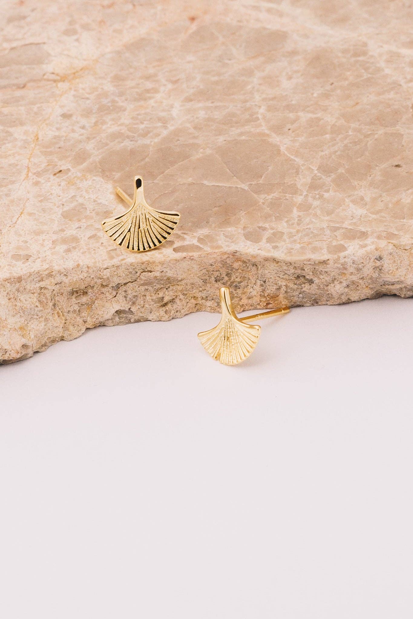 Janna Conner - Wholesale Dangle Earrings - Ginkgo Leaf Stud Earrings | 18k Gold Plating over .925 Silver2