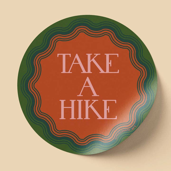 Take a Hike, High Quality Vinyl Waterproof Sticker Decal for wholesale by Three to the Em Prints