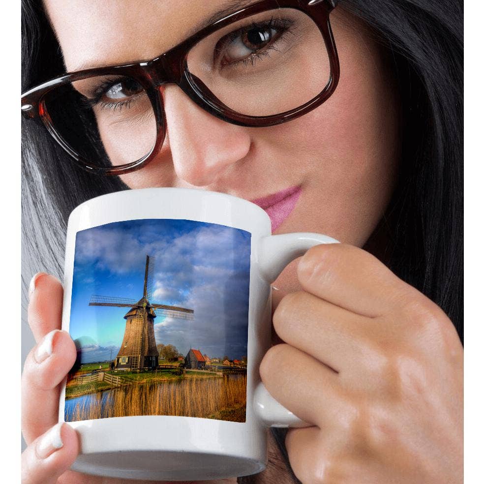 3dRose - Wholesale Coffee Mug - 3dRose, Netherlands, Nord Holland, Landscape of a windmill along a canal, Mug9