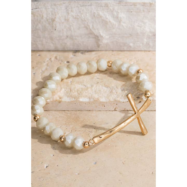 Urbanista - Wholesale Beaded Bracelet - Hammered Metal Cross Bracelet
