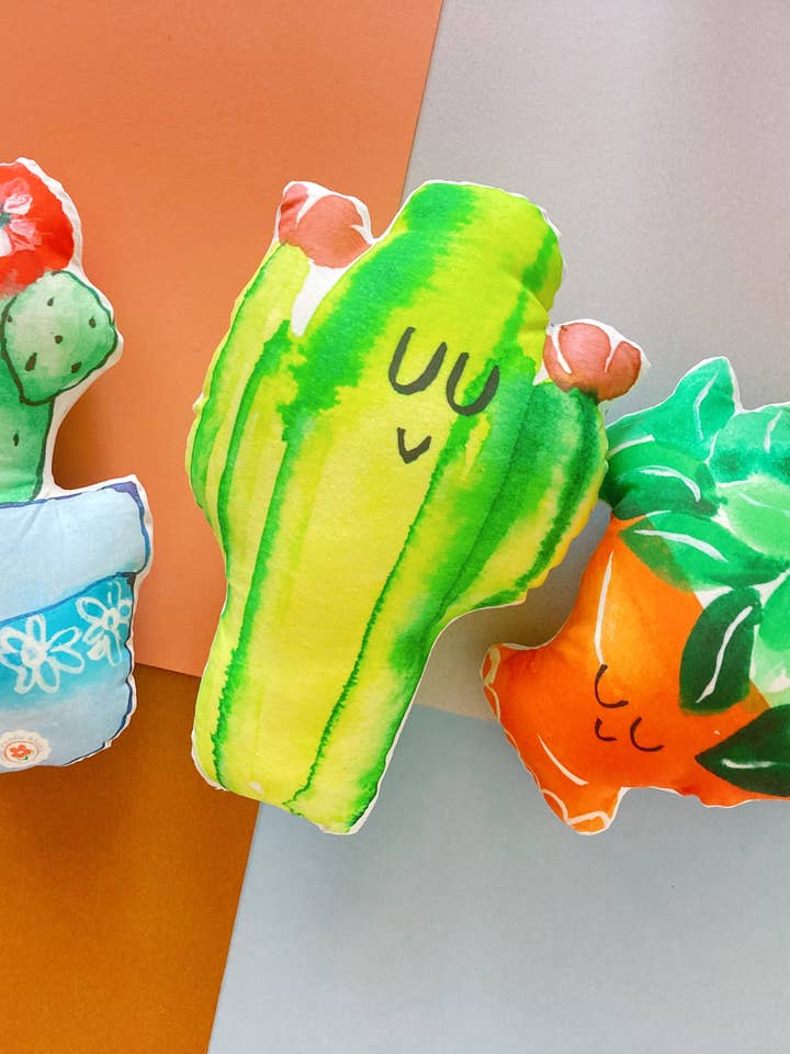 Cactus Saguaro Green Novelty Plush Pillow for wholesale by Pink Puddle Studio