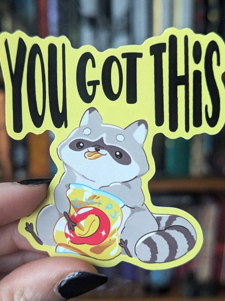 You got this chaotic raccoon vinyl sticker for wholesale by Geek and Artsy