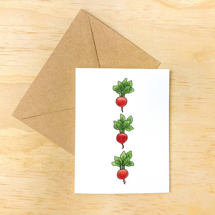 Radishes Greeting Card for wholesale by Wheat Art Company