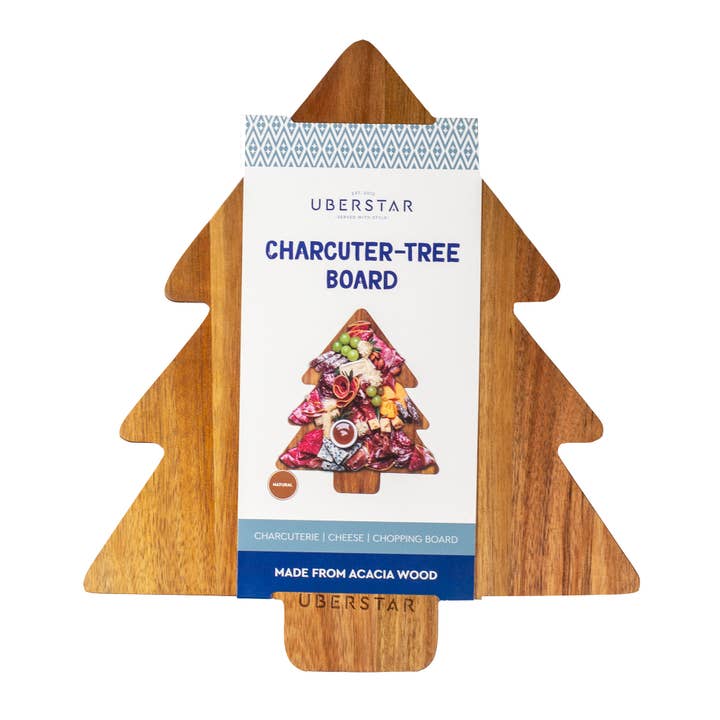 UBERSTAR - Wholesale Cheese Board - Charcuter-Tree Christmas Serving Board - Natural Acacia5