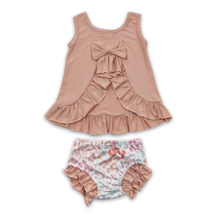 Yawoo Garments - Wholesale Clothing Set - Baby - Backless top leopard bloomers baby girls outfits