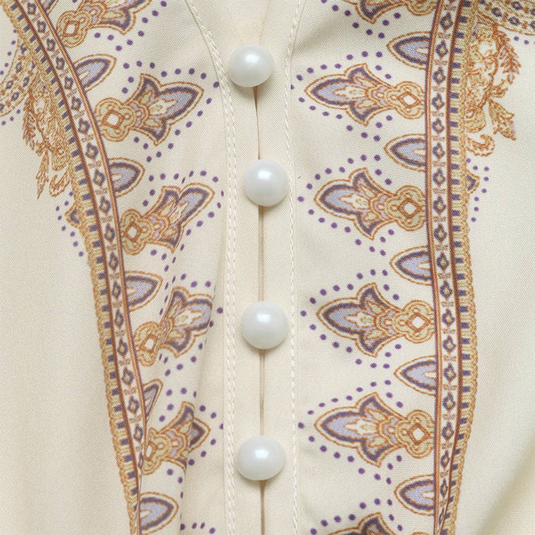 Apricot Elegant Ethnic Vintage V-Neck Paisley Print Dress BFZY1651 for wholesale on Faire10