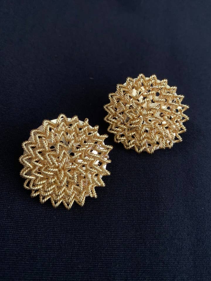 Wire Wrapped Earrings In Gold Plated-Stud Earrings-Handmade Earrings-Artisan Wire Work Earrings-Bridal Earrings-Spiral Earrings for wholesale by Diana Wingert Jewelry