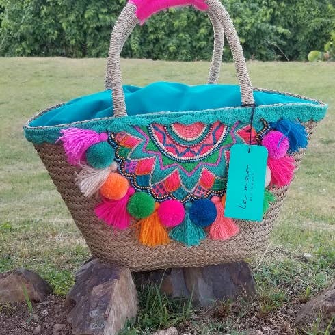 La Mar - Vente Sac de plage - Sac à pompons et pompons (LMH08)2