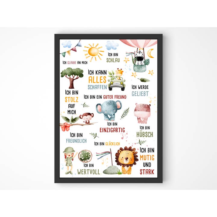 Poster di affermazione - tema safari nella giungla - bambini per la vendita all'ingrosso da parte di MojiTags