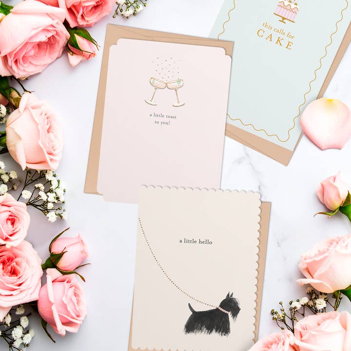 Willow & Ivy Press - Wholesale Friendship Card - A Little Hello Scottish Terrier on Leash Friendship Card2