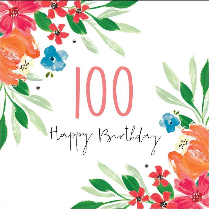 Happy Birthday, 100th Handmade Greeting Card for wholesale by The Handcrafted Card Company