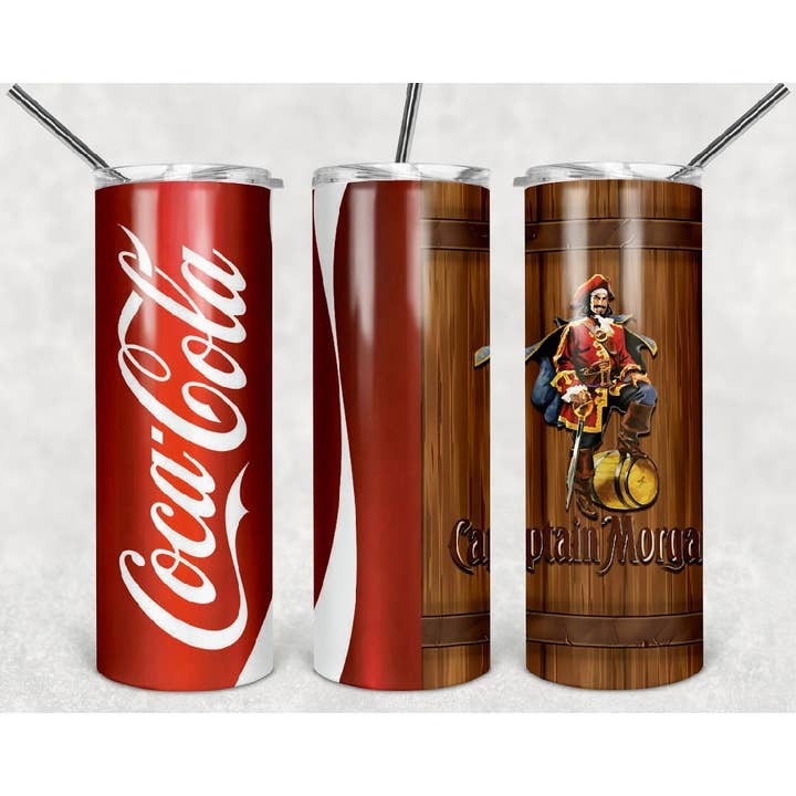 Coca Cola Captain Morgan Rum Split-tumbler for wholesale by Creations by Trudy